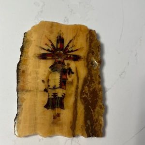 Vintage art plaque wall art Kachinas Hopi Native American Lowell Talashoma sr